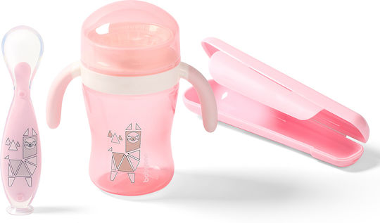 Babyono Βρεφικό Κουτάλι από Σιλικόνη σε Θήκη Pink