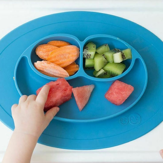 Ezpz Blue Happy Mini Silicone Tray For 12+ Months
