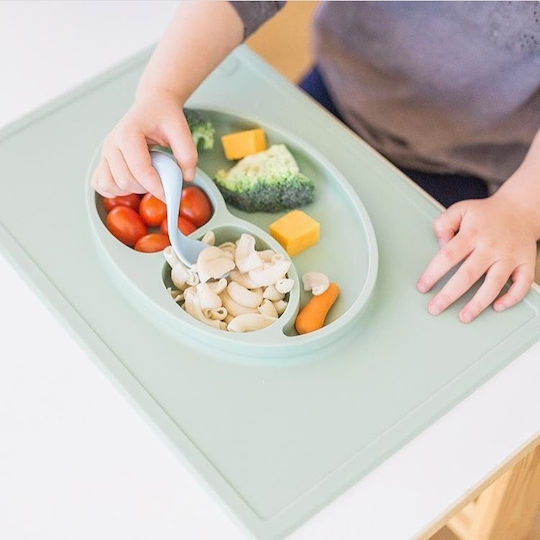Ezpz Happy Mini Square Green Silicone Baby Weaning Tray for 24+ Months