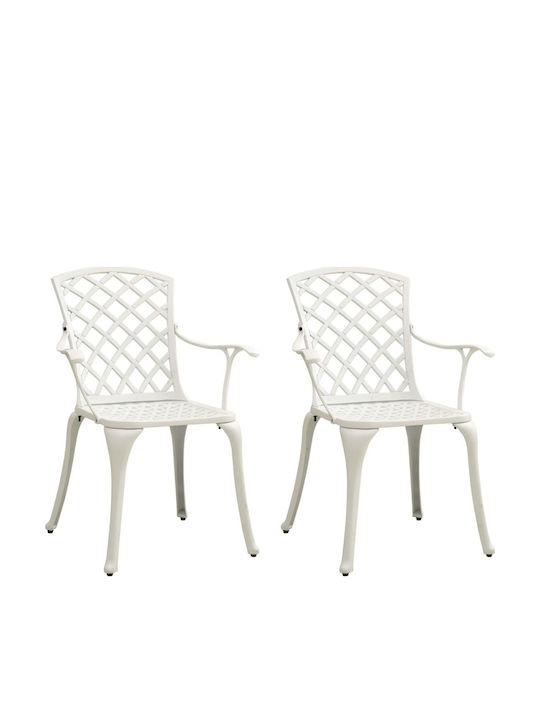 Garden & Outdoor Furniture Sets Dining Room 3 Pieces White with Umbrella Holder