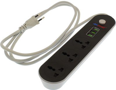 Andowl 3-Outlet Power Strip with USB Black