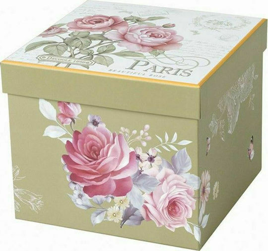 Καρβούνης Floral Paris Roses Τουρτιέρα Γυάλινη με Καπάκι & Πόδι Πολύχρωμη 22x22x21εκ.
