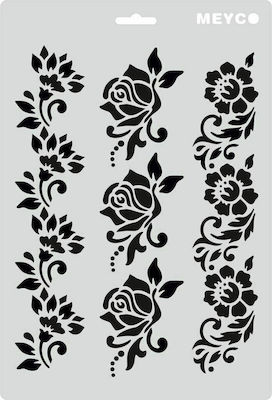 Στένσιλ (Stencil) από Πολυπροπυλένιο Α4 - Τριαντάφυλλα