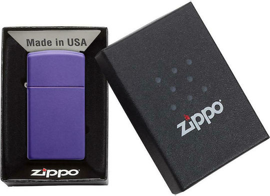 Zippo Slim Winddicht Feuerzeug Flamme in Lila Farbe
