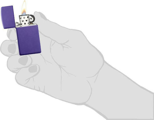 Zippo Slim Winddicht Feuerzeug Flamme in Lila Farbe