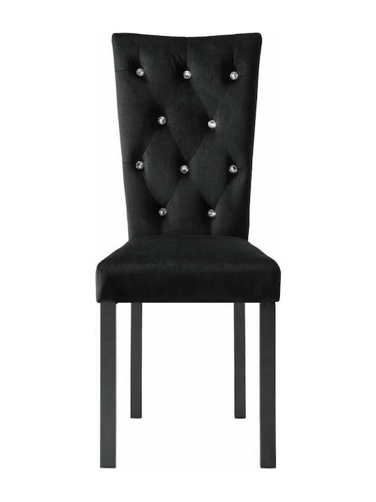 Dining Room Velvet Chair Black 43x51x98cm 2pcs