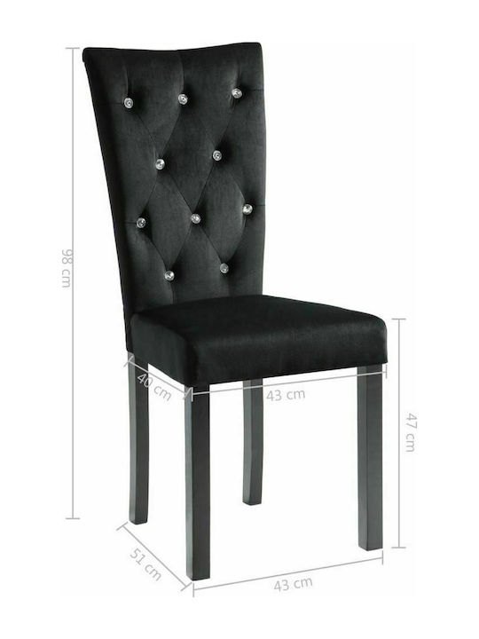 Dining Room Velvet Chair Black 43x51x98cm 2pcs