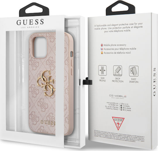 Guess Metal Logo Back Cover Πλαστικό Ροζ (iPhone 12 Pro Max)