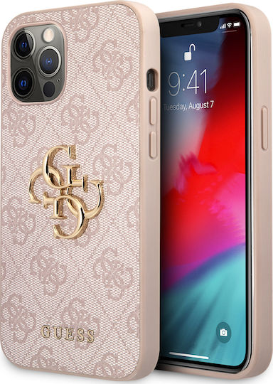Guess Metal Logo Back Cover Πλαστικό Ροζ (iPhone 12 Pro Max)