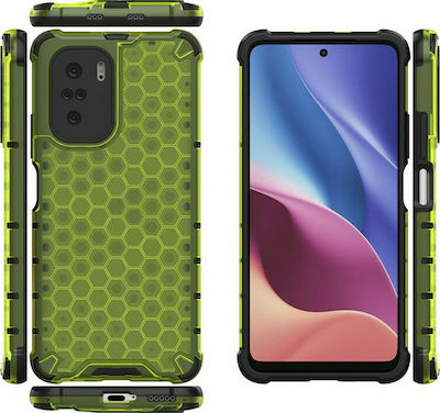 Hurtel Honeycomb Silicone Back Cover Durable Green (Poco F3 / Mi 11i)