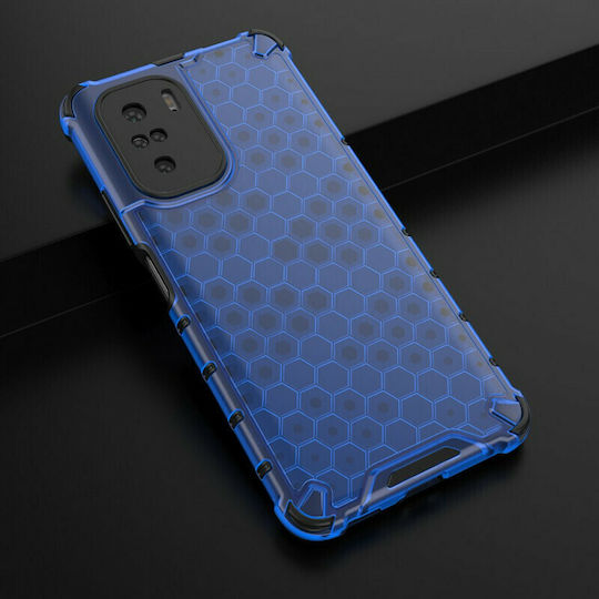 Hurtel Honeycomb Back Cover Plastic Blue (Poco F3 / Mi 11i)