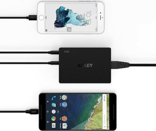 Aukey Βάση Φόρτισης με 6 Θύρες USB-A 60W Quick Charge 3.0 σε Μαύρο χρώμα (PA-T11)