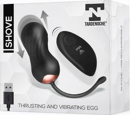 Tardenoche Shove Thrusting & Vibrating Egg with Remote Control Vibrator Egg cu Telecomandă 8.5cm Negru