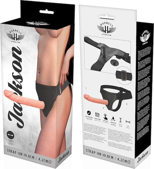 Harness Attraction Jackson Gurtzeug mit Dildo 19.8cm in Hautfarbe