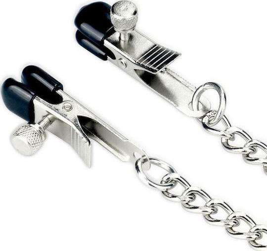Lovetoy Collar with Nipple Clamps BDSM Kit σε Ασημί Χρώμα