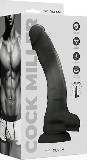 Cock Miller Ρεαλιστικό Dildo με Όρχεις και Βεντούζα Black 19.5cm