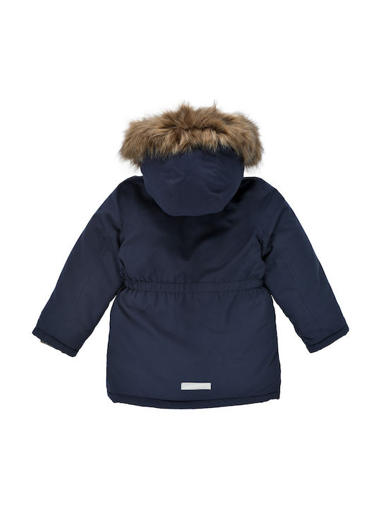 Name It Kids Parka Long Hooded Navy Blue