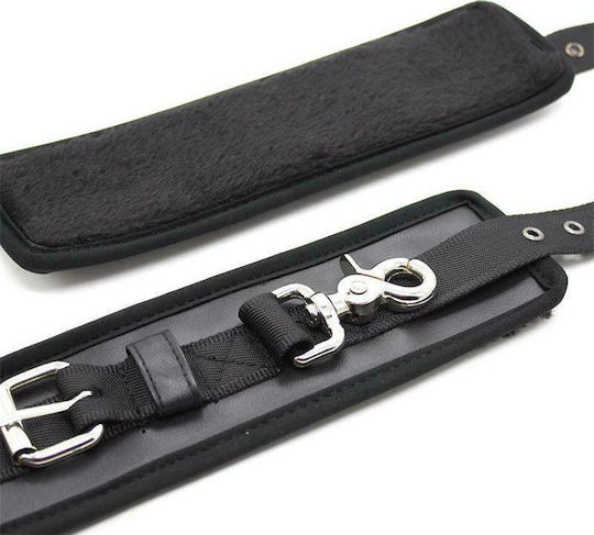 Fetish Addict Leather Handcuffs with Big Hoops Handschellen in Schwarz Farbe