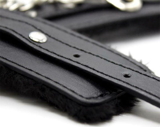 Fetish Addict Fur Lined Adjustable Anklecuffs 35cm Χειροπέδες σε Μαύρο Χρώμα