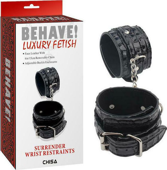 Chisa Novelties Behave! Luxury Fetish Surrender Wrist Restraints Handschellen in Schwarz Farbe
