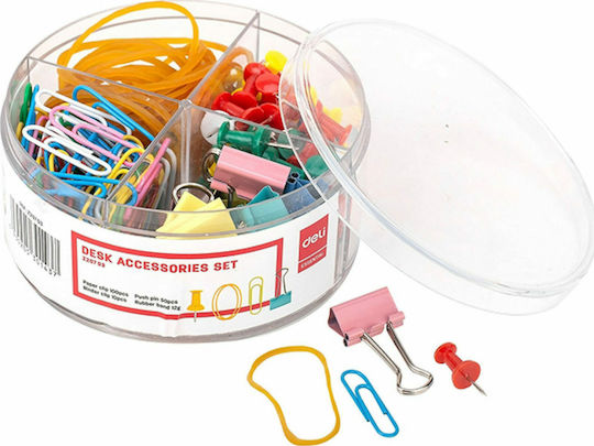 Deli Büroklammern Set aus Büroklammern - Pins - Gummibänder 200Stück