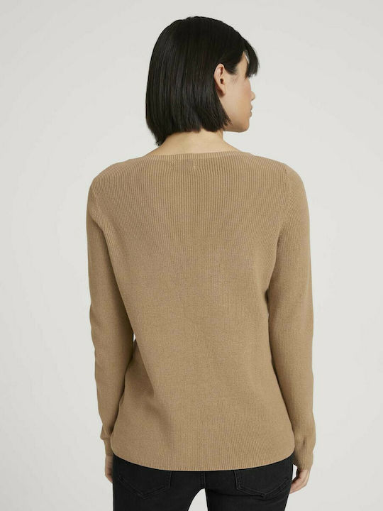 Tom Tailor Women's Long Sleeve Pullover Cotton Beige