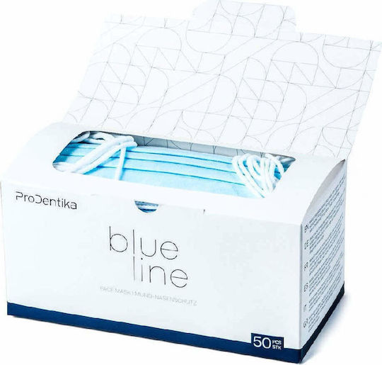 Prodentika Blue Line 3ply BFE ≥ 99% Type IIR Μάσκα Προστασίας Μιας Χρήσης Χειρουργική Τύπου IIR Γαλάζια 50τμχ