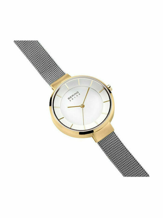 Bering Time Women's Watch 31mm Solar with Silver Stainless Steel Bracelet