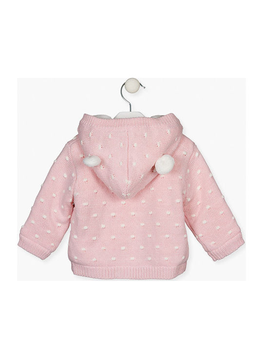 Losan Girls Knitted Hooded Cardigan with Buttons Pink