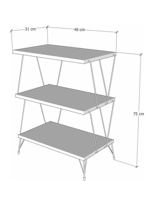 Bookcase Lazandos Charcoal / Black 48x31x75cm