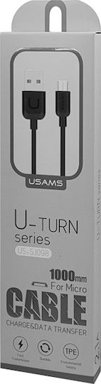 Usams US-SJ098 U-Turn Regular USB 2.0 spre micro USB Cablu Negru 1m (MICUSBXD01) 1buc