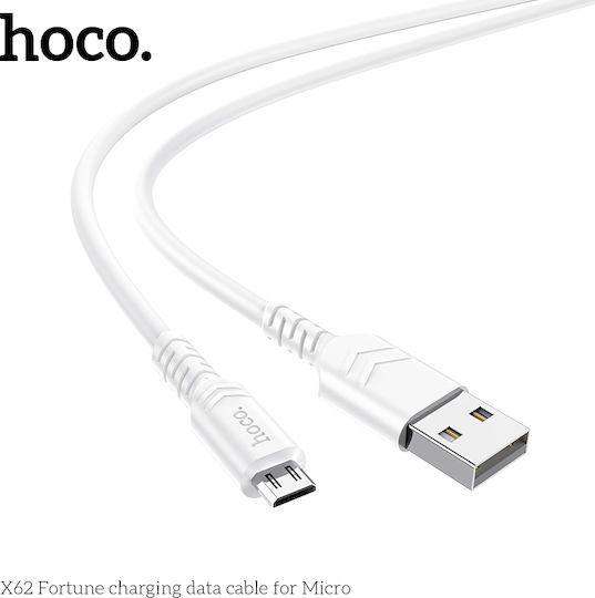 Hoco X62 Fortune Regular USB 2.0 to micro USB Cable Λευκό 1m