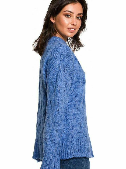 BE Knit Women's Long Sleeve Sweater Blue