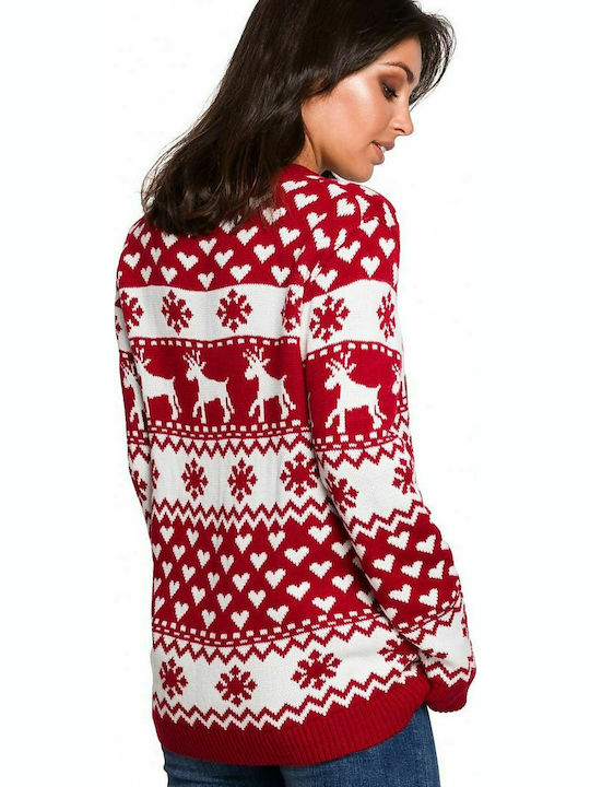 BE Knit Women's Long Sleeve Sweater Red