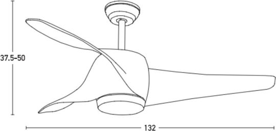 Zambelis Lights Ανεμιστήρας Οροφής 132cm με Φως Καφέ