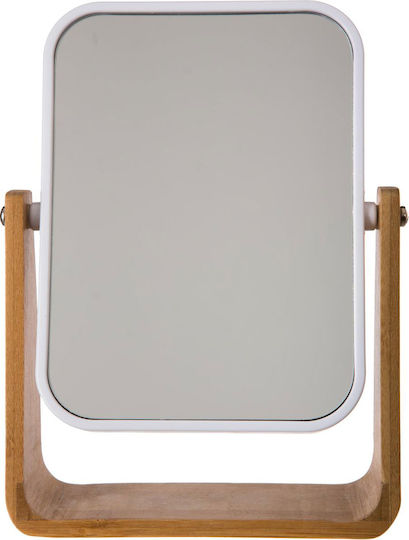 BigBuy Oglindă de machiaj De birou Bamboo Oglindă de Masă 16x16cm Maro