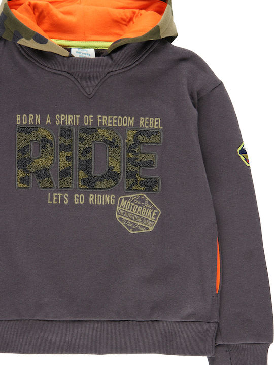 Fleece Παιδικό Φούτερ με Κουκούλα Γκρι