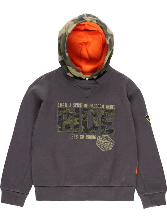 Fleece Παιδικό Φούτερ με Κουκούλα Γκρι