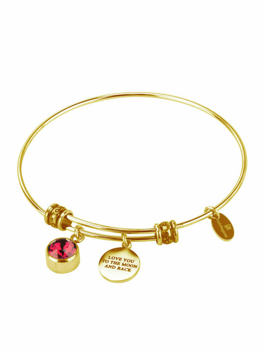 Kirkikosmima Bracelet Handcuffs Love You To The Moon And Back made of Steel Gold Plated with Zircon