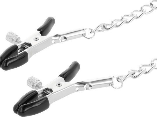 Darkness Adjustable Nipple Clamps Metal Σφιγκτήρες Θηλών σε Ασημί Χρώμα