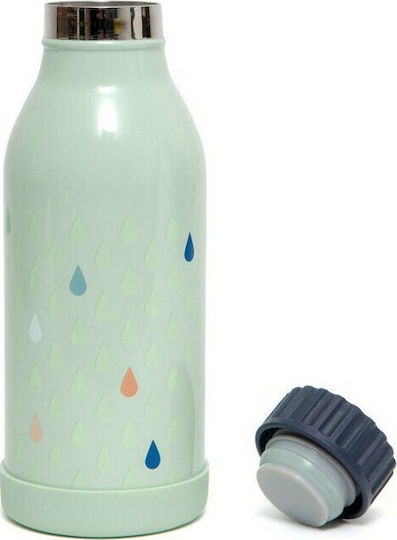 Petit Monkey Kids Water Bottle Thermos Stainless Steel with Screw Cap Non Spill Green 350ml