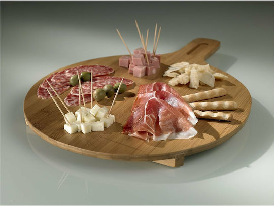 Leone Round Wooden Serving Board With Handle 29cm