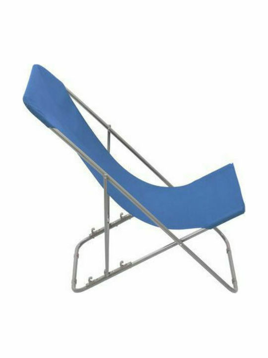 Deckchairs Metallic with Blue Fabric 2pcs 75x57x99cm