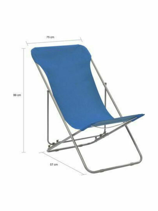 Deckchairs Metallic with Blue Fabric 2pcs 75x57x99cm
