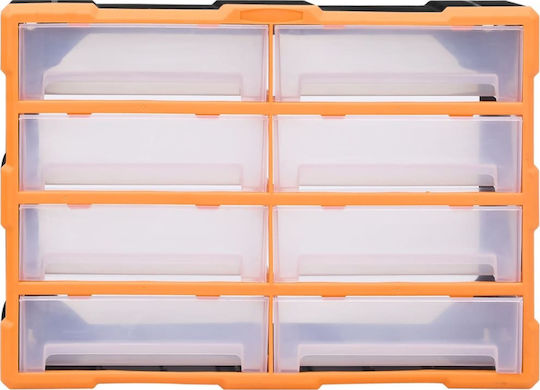 vidaXL Plastic Tool Box Drawer with 8 Drawers 52W x 16L x 37H cm