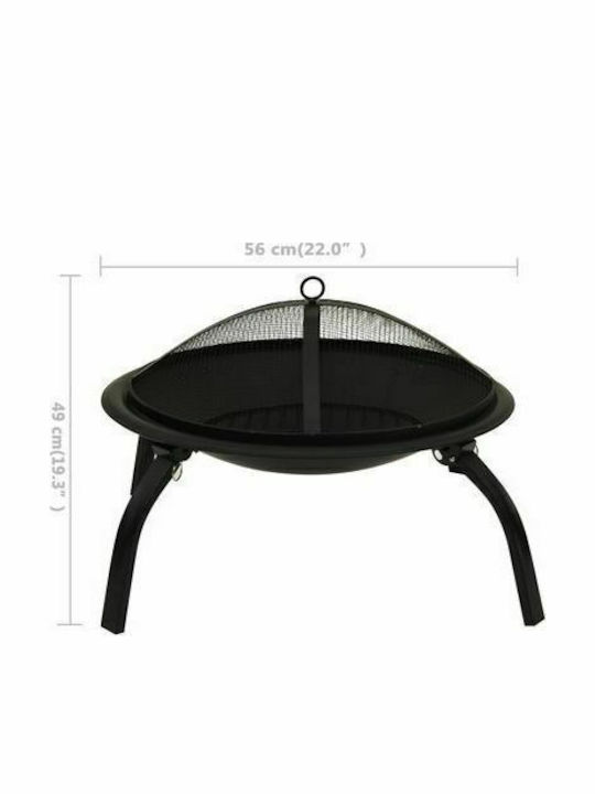 vidaXL Focar În aer liber din metal Negru 56x56x49cm