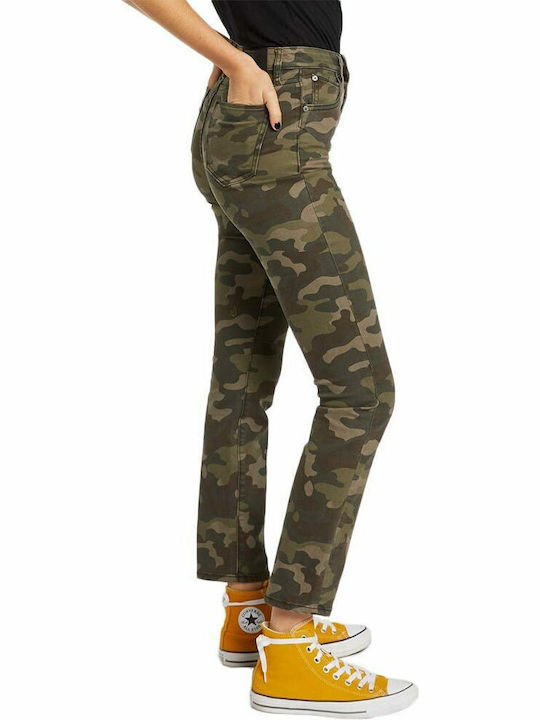 Super Stoned Ψηλόμεσο Γυναικείο Jean Παντελόνι σε Skinny Εφαρμογή Camouflage