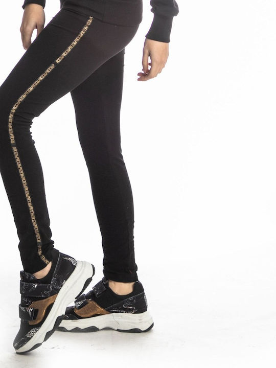 Paco & Co Frauen Lang Leggings Black / Gold