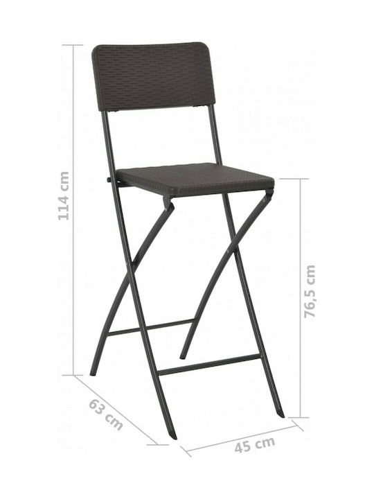 Bar Stool for Outdoor Space made of Polypropylene Brown 2 Pieces 45x63x114cm