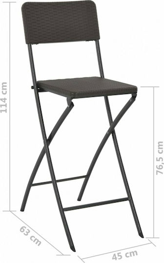 Bar Stool for Outdoor Space made of Polypropylene Brown 2 Pieces 45x63x114cm